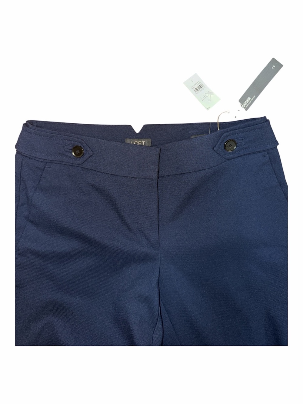 LOFT Classic Navy Work Pants - Women Julie Curvy through Hip trousers - Picture 4 of 6